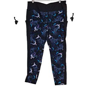 Disney Ursula Leggings Size 3X Little Mermaid Active Side Pockets Villian Black